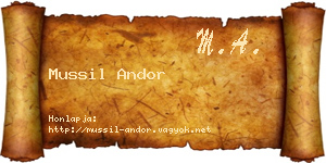 Mussil Andor névjegykártya